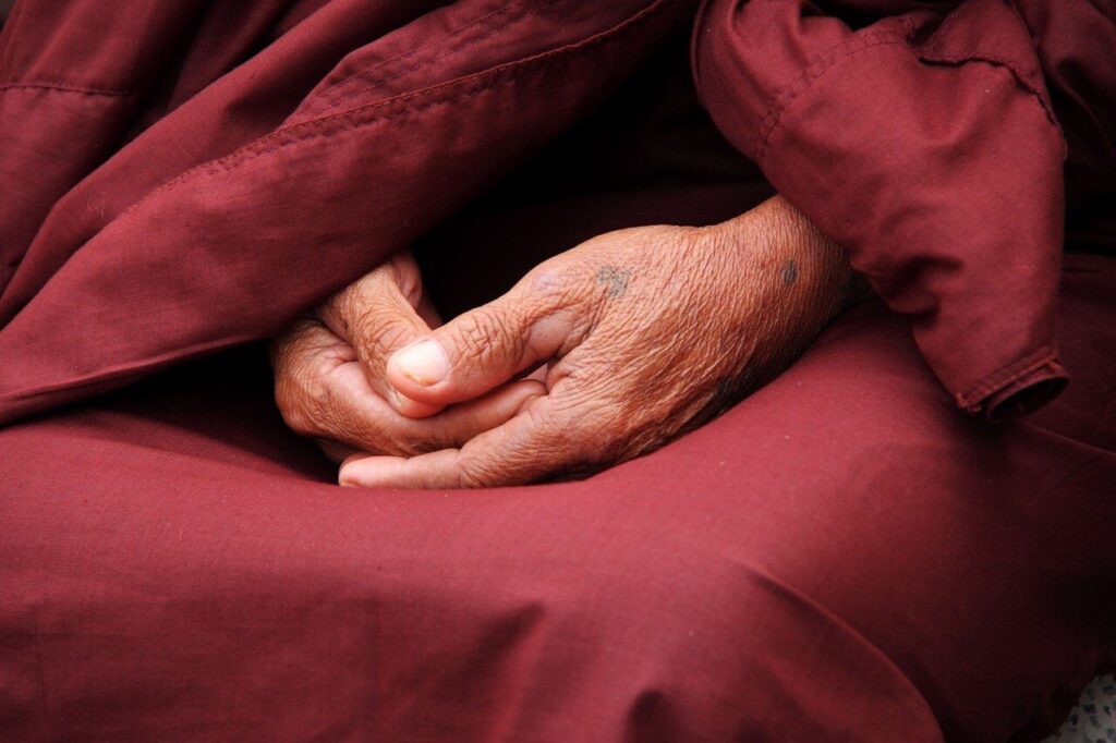 Tibetan monk meditating